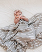 Load image into Gallery viewer, Grey Dash Muslin Swaddle Blanket
